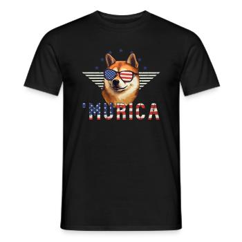 Shiba Inu Sonnenbrille Murica Flagge Geschenk - Männer T-Shirt - Schwarz - Vorne - AI Model Male 178 light (178cm)