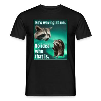 Waving Raccoon Meme Funny Raccoon Gift - Men's T-Shirt - black - Front - AI Model Male 178 light (178cm)