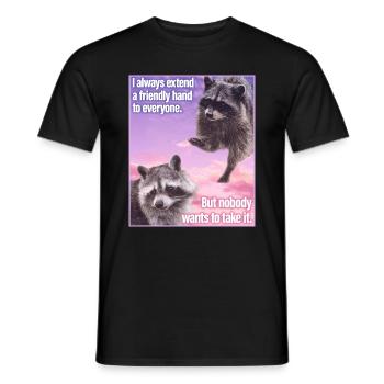 Sad Raccoon Funny Raccon Meme Trash Panda - Men's T-Shirt - black - Front - AI Model Male 178 light (178cm)