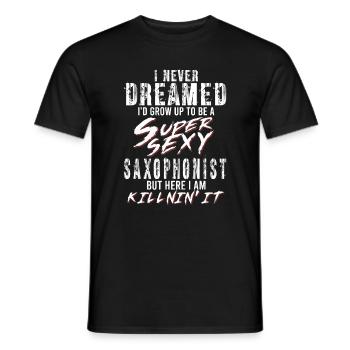Super Sexy Saxophoniste Saxophone Cadeau Musicien - T-shirt homme - noir - Devant - AI Model Male 178 light (178cm)