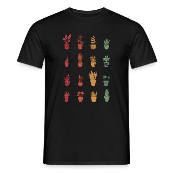 Plantes en pot jardinier rétro jardin cadeau plantes - T-shirt homme - noir - Devant - AI Model Male 178 light (178cm)