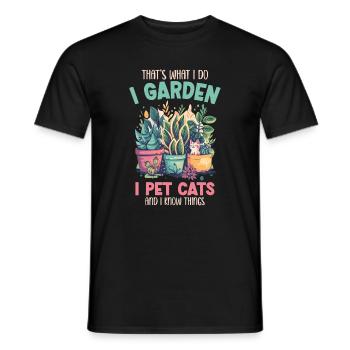 I Garden I Pet Cats Pflanzen Pflanzen Geschenk - Männer T-Shirt - Schwarz - Vorne - AI Model Male 178 light (178cm)