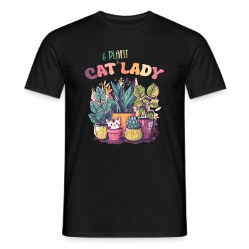 Cat And Plant Lady Garden Botanist Gardener - Men's T-Shirt - black - Front - AI Model Male 178 light (178cm)
