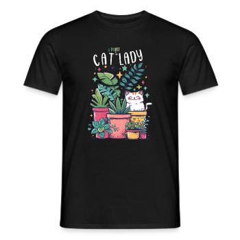 Cat And Plant Lady Garden Gardener Botanist - Men's T-Shirt - black - Front - AI Model Male 178 light (178cm)