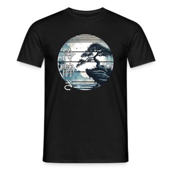 Bonsai Tree Japan Landscape Calmness Aesthetic - Men's T-Shirt - black - Front - AI Model Male 178 light (178cm)