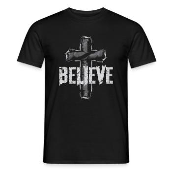 Believe Christen Christ Kreuz Religion Geschenk - Männer T-Shirt - Schwarz - Vorne - AI Model Male 178 light (178cm)