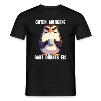 Good morning very thin ice coffee penguin - Men's T-Shirt - black - Front - AI Model Male 178 light (178cm)