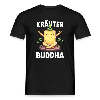 KräuterBuddha Beurre aux herbes Méditation Yoga amusante - T-shirt homme - noir - Devant - AI Model Male 178 light (178cm)