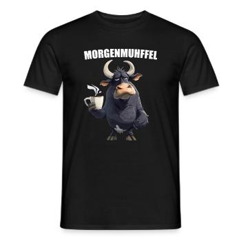 Morning Muhffel Morning Grouch Cow Coffee Sleep Shirt - Men's T-Shirt - black - Front - AI Model Male 178 light (178cm)