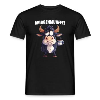 Morning Grouch Morning Muhffel Coffee Cow Sleep Shirt - Men's T-Shirt - black - Front - AI Model Male 178 light (178cm)