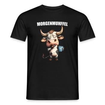 Morning Grouch Morning Muhffel Coffee Cow Sleep Shirt - Men's T-Shirt - black - Front - AI Model Male 178 light (178cm)