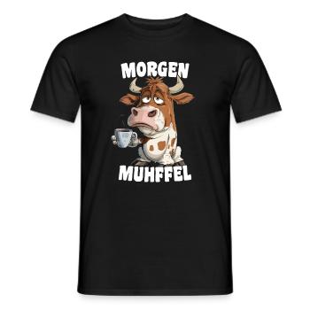Morning Grouch Morning Muhffel Coffee Funny Cow - Men's T-Shirt - black - Front - AI Model Male 178 light (178cm)