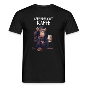 Affe Braucht Kaffe Kaffee Morgenmuffel Schimpanse - Männer T-Shirt - Schwarz - Vorne - AI Model Male 178 light (178cm)