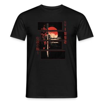 Signe Japonais Guerrier Vintage 1992 Anniversaire - T-shirt homme - noir - Devant - AI Model Male 178 light (178cm)