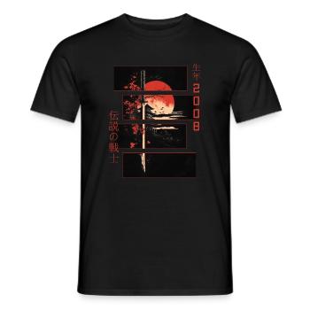 Japanische Zeichen Krieger Vintage 2008 Geburtstag - Männer T-Shirt - Schwarz - Vorne - AI Model Male 178 light (178cm)