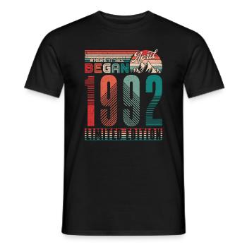Anniversaire 1992 Vintage Avril Rétro Cadeau - T-shirt homme - noir - Devant - AI Model Male 178 light (178cm)