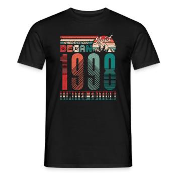 Geburtstag 1998 Jahrgang April Retro Geschenk - Männer T-Shirt - Schwarz - Vorne - AI Model Male 178 light (178cm)