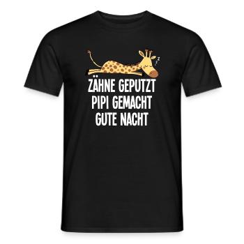 Zähne Geputzt Gute Nacht Schlafende Giraffe - Männer T-Shirt - Schwarz - Vorne - AI Model Male 178 light (178cm)