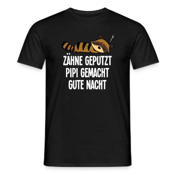 Waschbär Zähne Geputzt Gute Nacht Lustiges Motiv - Männer T-Shirt - Schwarz - Vorne - AI Model Male 178 light (178cm)