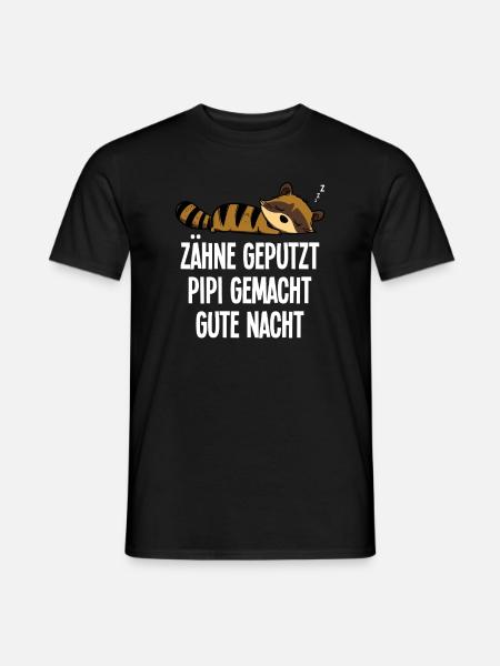 Vaskebjørn tænder børstet godnat sjovt motiv - Mænd T-shirt - sort