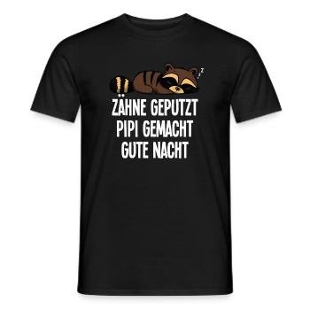 Waschbär Zähne Geputzt Gute Nacht Pyjama Geschenk - Männer T-Shirt - Schwarz - Vorne - AI Model Male 178 light (178cm)