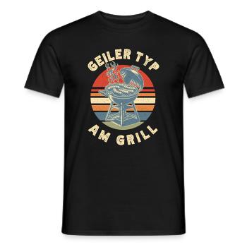 Guy At The Grill Retro BBQ Grilling Gift - Men's T-Shirt - black - Front - AI Model Male 178 light (178cm)
