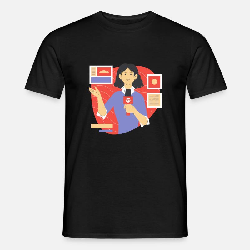 Moderatorin und Presse - Männer T-Shirt - Schwarz