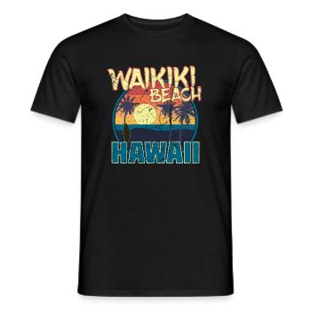 Waikiki Beach Hawaii Honolulu Retro Vintage Shirt - Männer T-Shirt - Schwarz - Vorne - AI Model Male 178 light (178cm)
