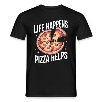 Pizza Italie Restauration rapide - T-shirt homme - noir - Devant - AI Model Male 178 light (178cm)