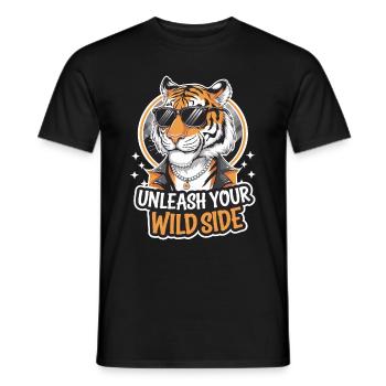 Tiger Tier Zoo Wildtier - Männer T-Shirt - Schwarz - Vorne - AI Model Male 178 light (178cm)