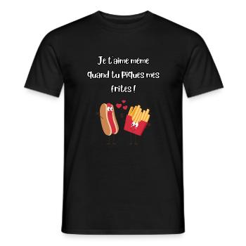 Humorous Love Declaration Fries - Men's T-Shirt - black - Front - AI Model Male 178 light (178cm)
