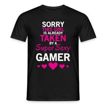 Sexy Gamer Cute Gaming Girl T-shirt - Men's T-Shirt - black - Front - AI Model Male 178 light (178cm)