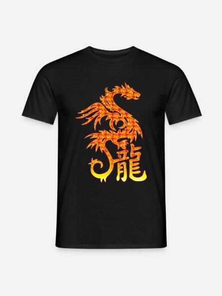 Fire Dragon with Chinese characters - Men's T-Shirt - black