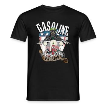 Gasoline Passion, old school, Biker, Motorrad - Männer T-Shirt - Schwarz - Vorne - AI Model Male 178 light (178cm)