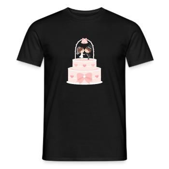 Cute Bride and Groom Wedding Cake Topper - Men's T-Shirt - black - Front - AI Model Male 178 light (178cm)