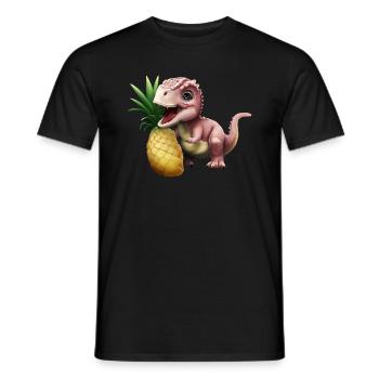 A sweet pineapple for the little dinosaur - Men's T-Shirt - black - Front - AI Model Male 178 light (178cm)