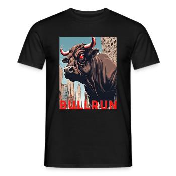 Marché boursier Bull Bull Run 2024/25 Crypto Trading - T-shirt homme - noir - Devant - AI Model Male 178 light (178cm)