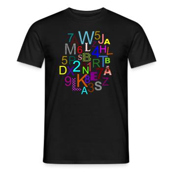 Fleda Maus Design: Buchstaben - Zahlen - mix - Männer T-Shirt - Schwarz - Vorne - AI Model Male 178 light (178cm)