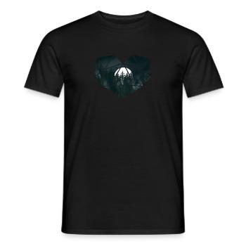 Dunkler Wald mit Mond Geometrisches Herz - Männer T-Shirt - Schwarz - Vorne - AI Model Male 178 light (178cm)