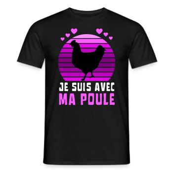 Je suis avec ma poule Vintage Sunset Violet - T-shirt homme - noir - Devant - AI Model Male 178 light (178cm)