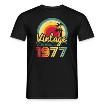 Vintage 1977 - Men's T-Shirt - black - Front - AI Model Male 178 light (178cm)