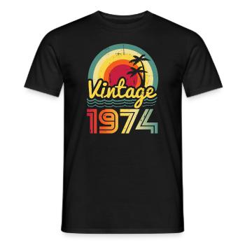 Vintage 1974 - Men's T-Shirt - black - Front - AI Model Male 178 light (178cm)