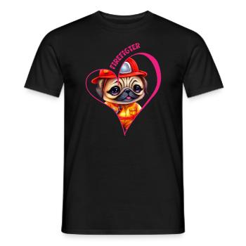 Pompier, carlin d’amour - T-shirt homme - noir - Devant - AI Model Male 178 light (178cm)