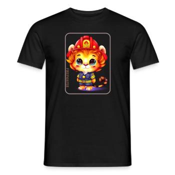 Firefighter, lion lover - Men's T-Shirt - black - Front - AI Model Male 178 light (178cm)