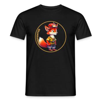 Pompier, renard doux - T-shirt homme - noir - Devant - AI Model Male 178 light (178cm)