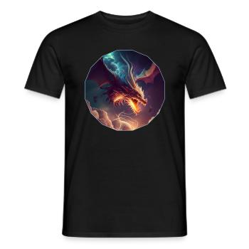 Dragon mystique volant dans les nuages - T-shirt homme - noir - Devant - AI Model Male 178 light (178cm)