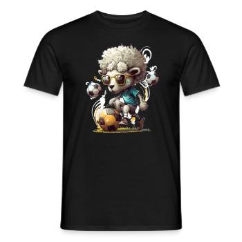 Niedliche Tier Fußballspieler, Schaf - Männer T-Shirt - Schwarz - Vorne - AI Model Male 178 light (178cm)