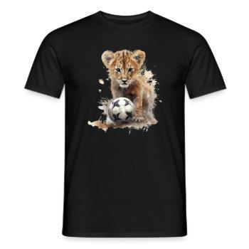 Niedliche Tierfußballspieler, Löwe - Männer T-Shirt - Schwarz - Vorne - AI Model Male 178 light (178cm)