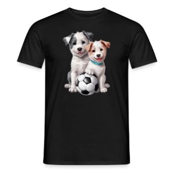 Soccer, cute dogs - Men's T-Shirt - black - Front - AI Model Male 178 light (178cm)