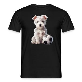 Niedliche Tierfußballspieler, Welpe - Männer T-Shirt - Schwarz - Vorne - AI Model Male 178 light (178cm)